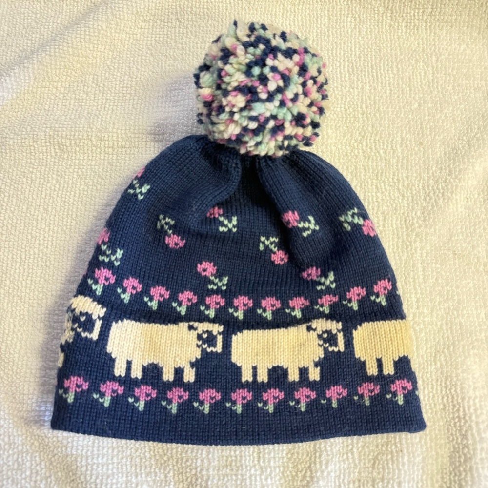 Vintage Mountain Ladies and Ewe Wool beanie Sheep. Warm for skiing made in USA